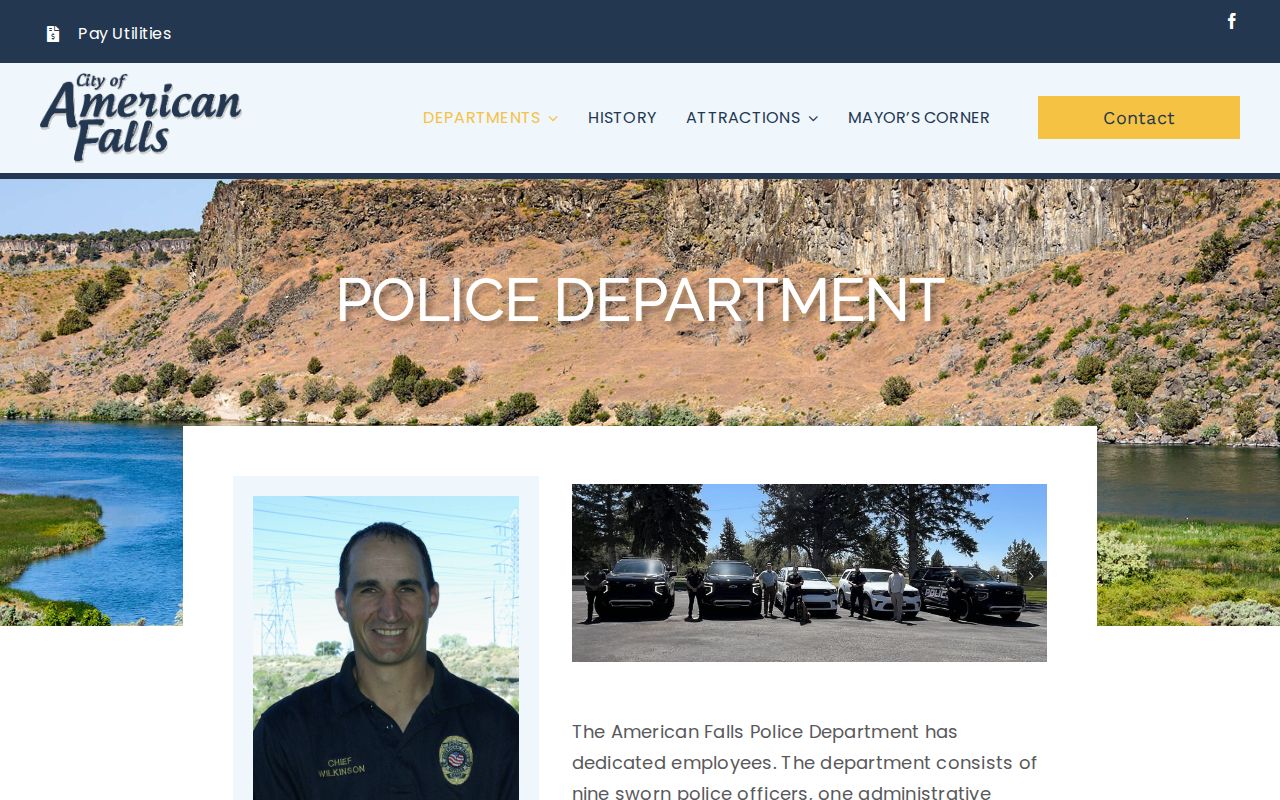 American Falls Police Department records contact for city arrest records