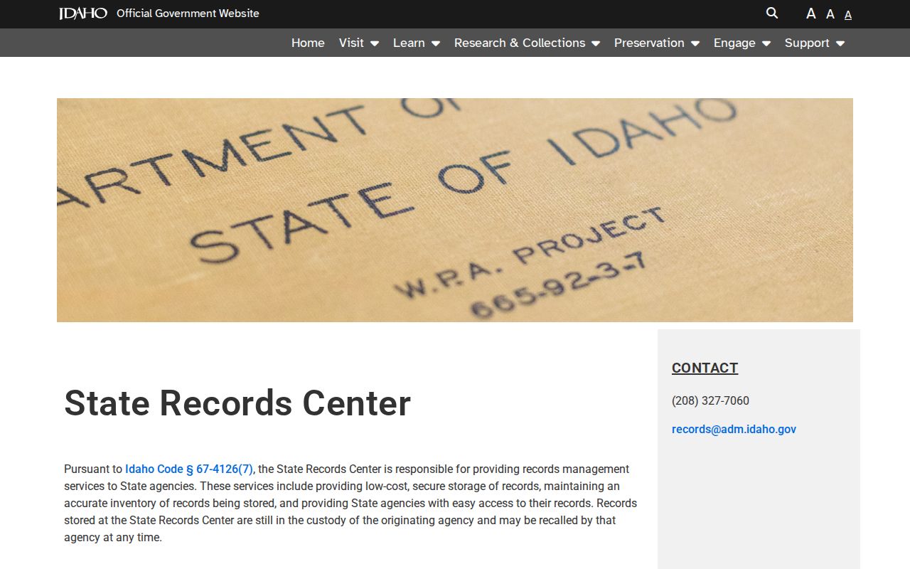 Idaho State Records Center retention and permanent-records information for county records