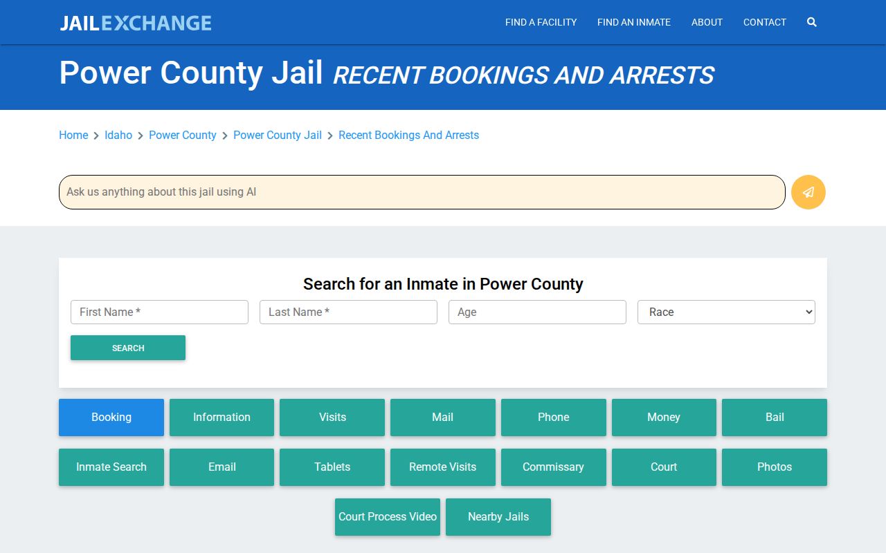 JailExchange unofficial Power County recent-bookings directory