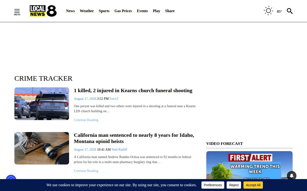 LocalNews8 Crime Tracker regional coverage of Power County arrest records