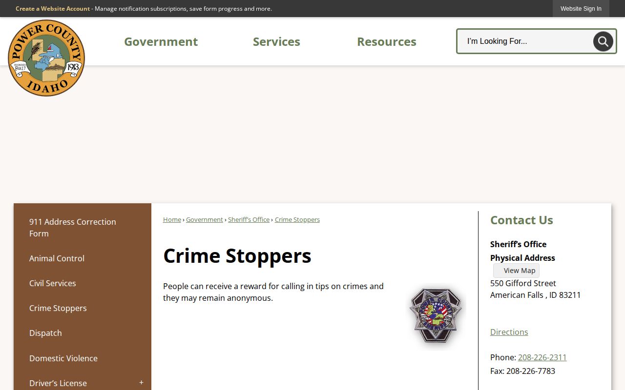 Power County Crime Stoppers wanted-record tips and rewards information